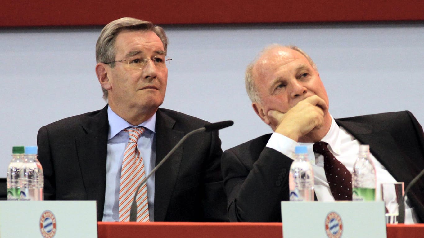 Bayern-Präsident Karl Hopfner (li.) und dessen Vorgänger Uli Hoeneß.