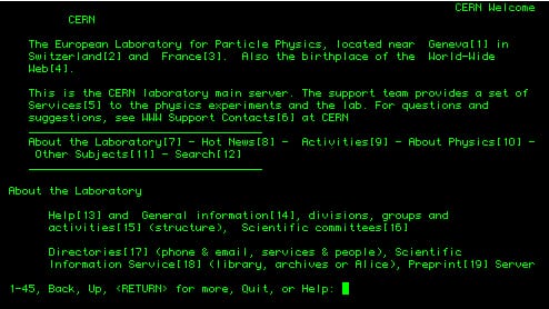 So sah die Homepage des Cern in den frühen 1990er-Jahren aus.