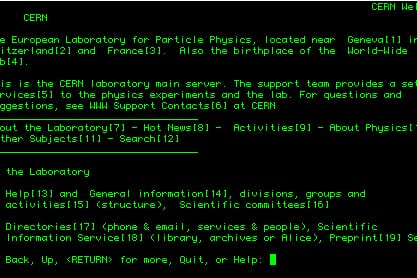 So sah die Homepage des Cern in den frühen 1990er-Jahren aus.
