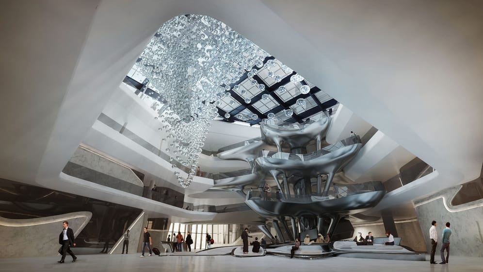 Auch im Inneren des neuen "ME by Meliá" geht es futuristisch zu. Die fließenden Formen finden sich auch in der Lobby.