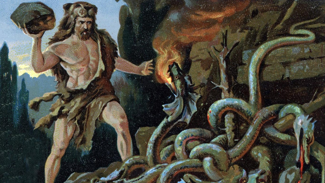 Ein griechischer Mythos besagt, dass der Held Herakles gegen die Hydra kämpfte.
