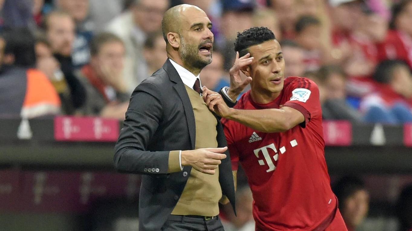 Pep Guardiola wird seinen im Sommer 2016 auslaufenden Vertrag nicht verlängern. Thiago besitzt noch bis 2019 beim FC Bayern einen Kontrakt. Pep Guardiola wird seinen im Sommer 2016 auslaufenden Vertrag nicht verlängern. Thiago besitzt noch bis 2019 beim FC Bayern einen Kontrakt.