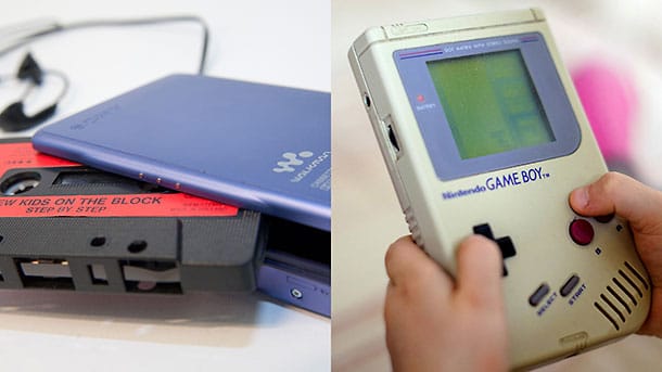 Last but not least ein paar technische Revolutionen in den 80ern: Der Walkman von Sony für Kassette und der Game-Boy von Nintendo, der allerdings erst 1989 eingeführt wurde. Nicht im Bild, aber natürlich eine der Neuerungen der 80er: die Compact Disc, kurz CD.
