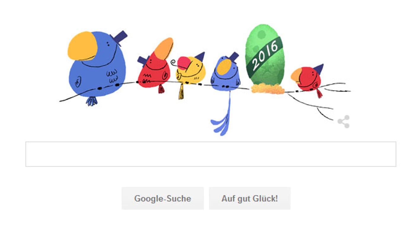 Mit diesem bunten Doodle wünscht Google seinen Nutzern ein "Frohes neues Jahr 2016".