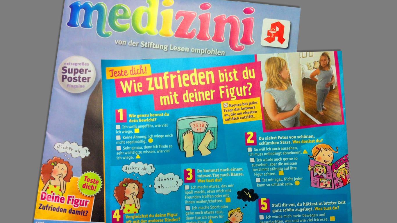Magersucht: Mit diesem Figur-Test für Kinder hat das Apothekenmagazin "Medizini" heftige Kritik geerntet.