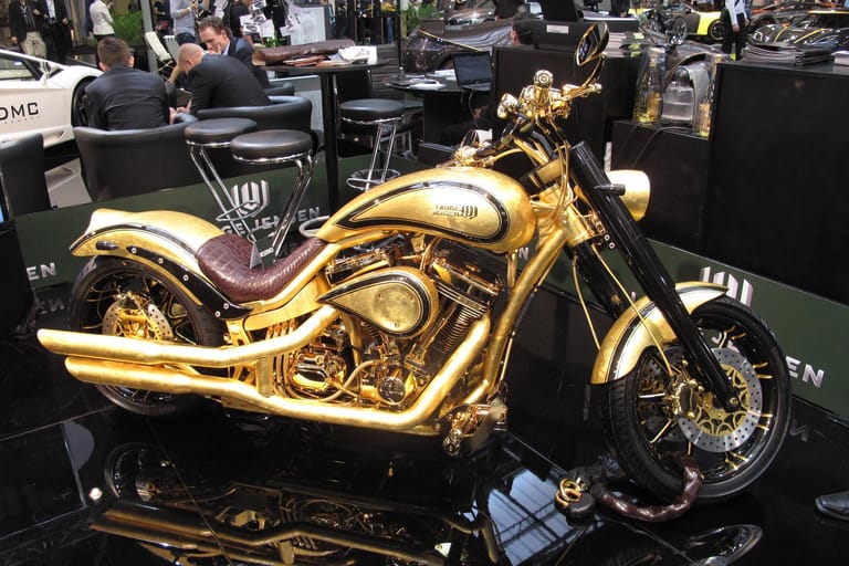 Der "Goldfinger" der kleinen, aber feinen dänischen Manufaktur Lauge Jensen kostet 850.000 Dollar. Das Bike wurde vergoldet und mit 250 Diamanten versehen.