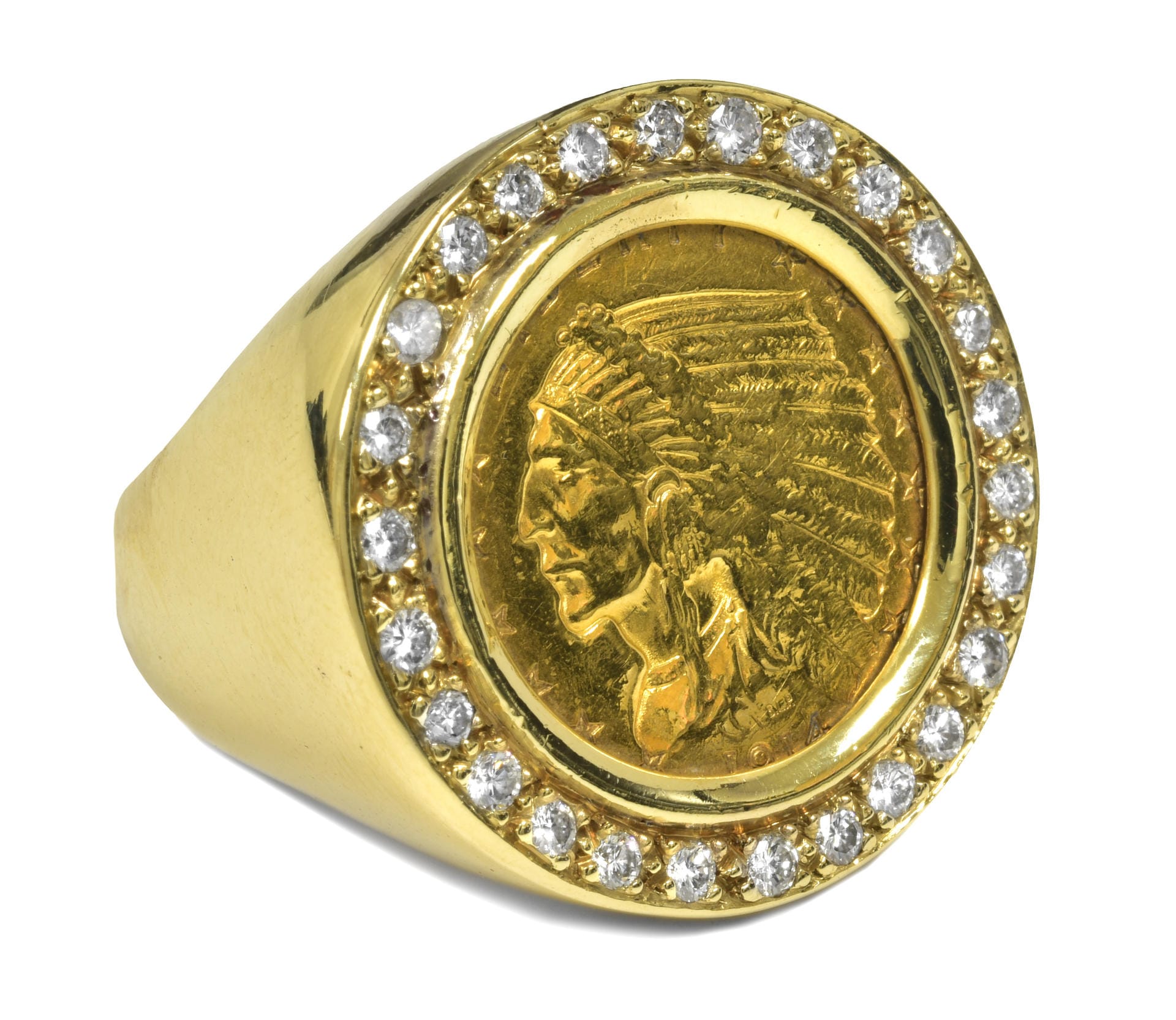 Nun kamen bei einer Auktion in Graceland zahlreiche Juwelen und weitere Gegenstände unter den Hammer. Dieser Ring aus dem Jahr 1914 mit Indianer-Motiv war einem Sammler 22.500 Dollar wert.