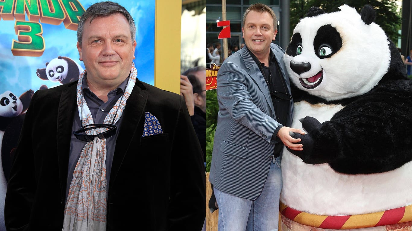 Hape Kerkeling 2016 bei der Premiere von "Kung Fu Panda 3" (li.) und 2008 beim ersten Film (re.).