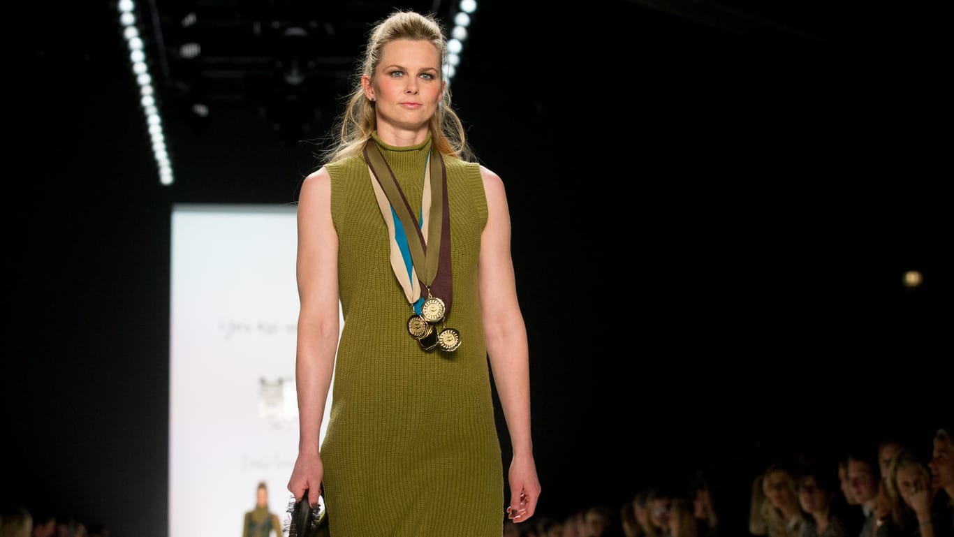 Ex-Olympiasiegerin Britta Steffen modelte auf der Berliner Fashion Week.