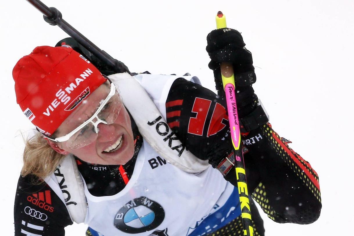 Franziska Hildebrand leistete sich im Sprint zwei Fehler.