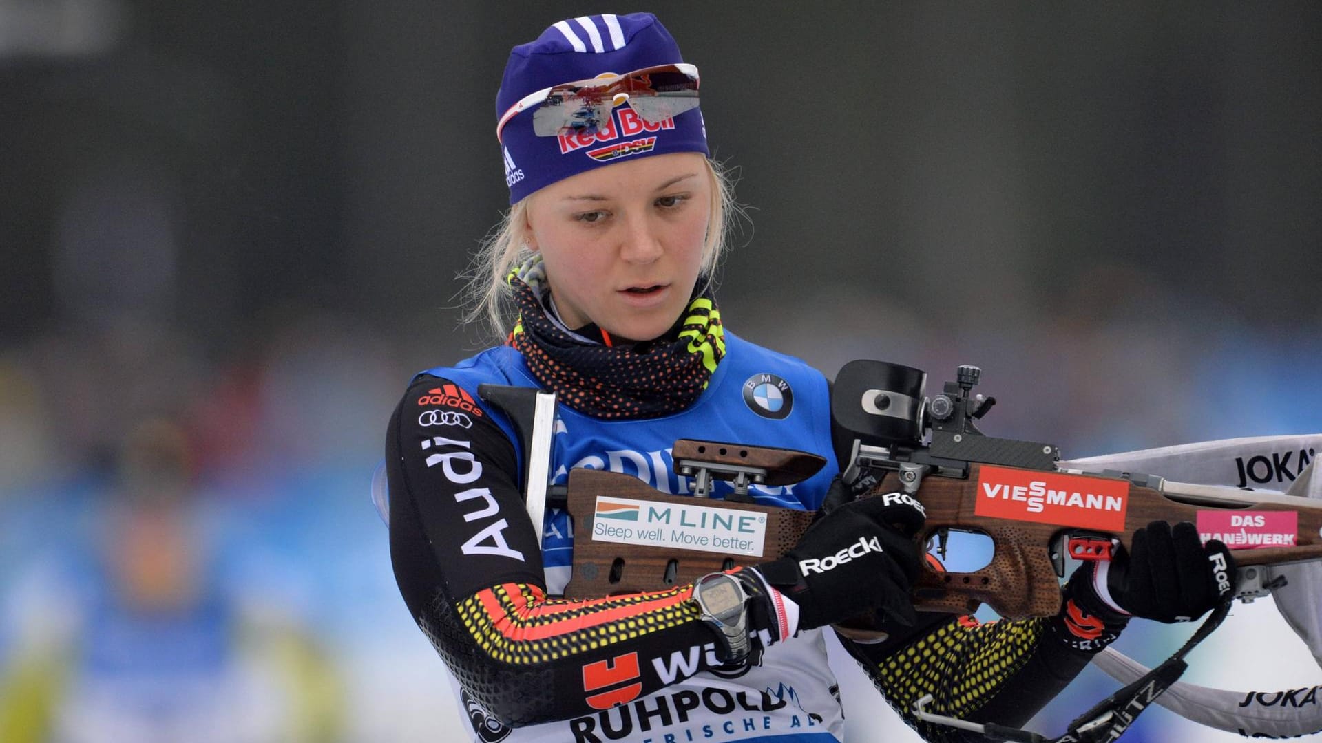 Miriam Gössner leistete sich sieben Fehlschüsse in der Verfolgung in Antholz.