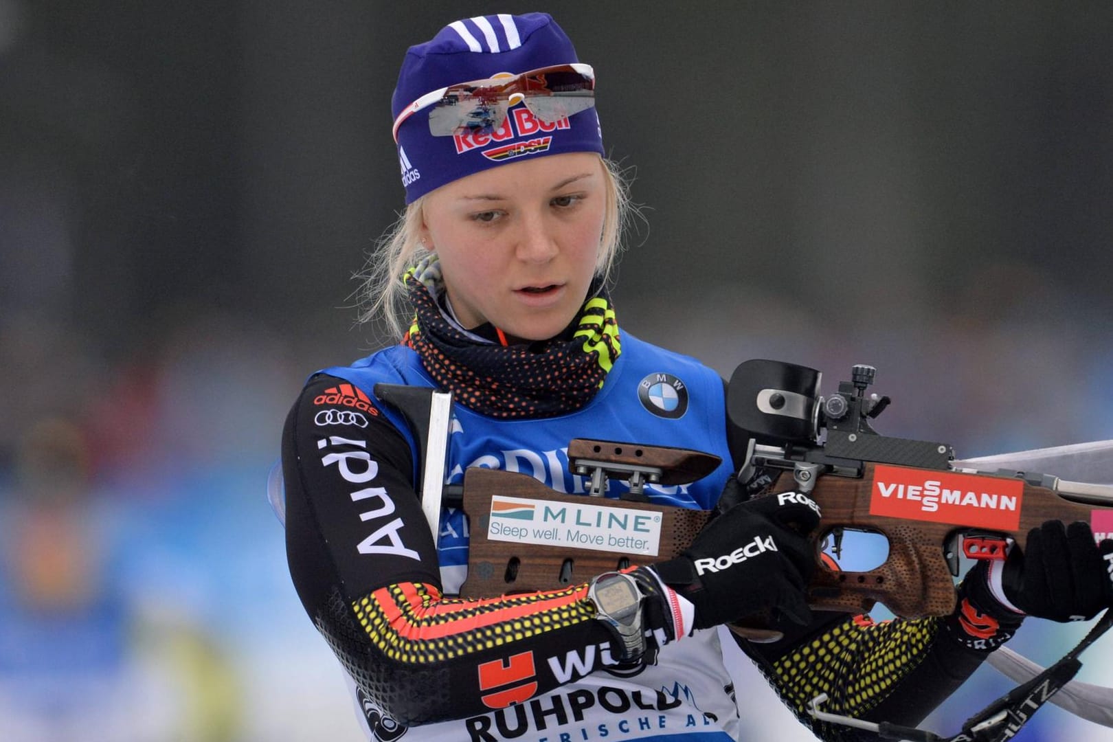 Miriam Gössner leistete sich sieben Fehlschüsse in der Verfolgung in Antholz.