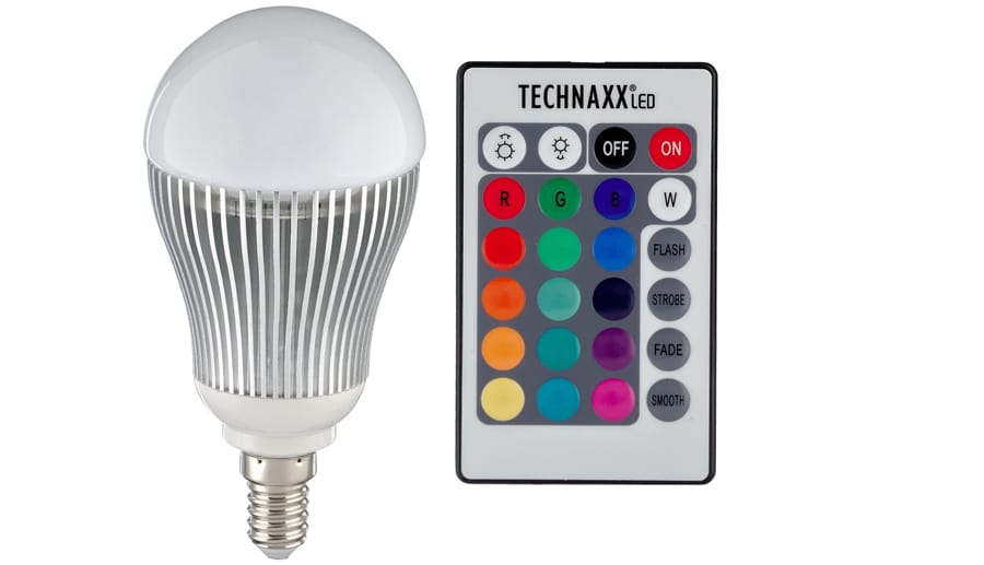 Einfache LED-Farblampen mit separater Fernbedienung gibt es oft bereits für unter 20 Euro.