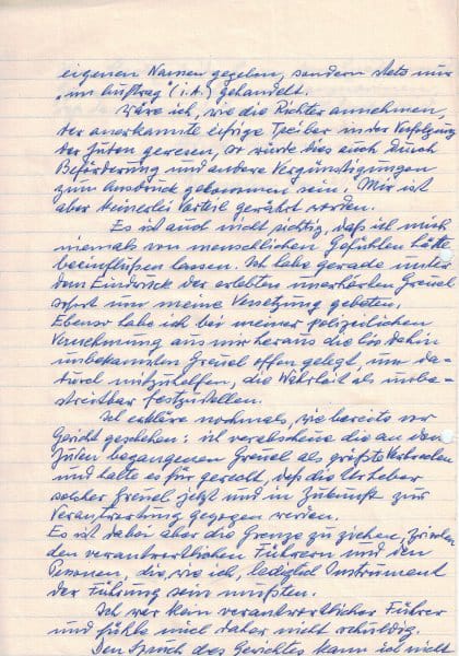 Seite zwei des Eichmann-Briefs in Handschrift.
