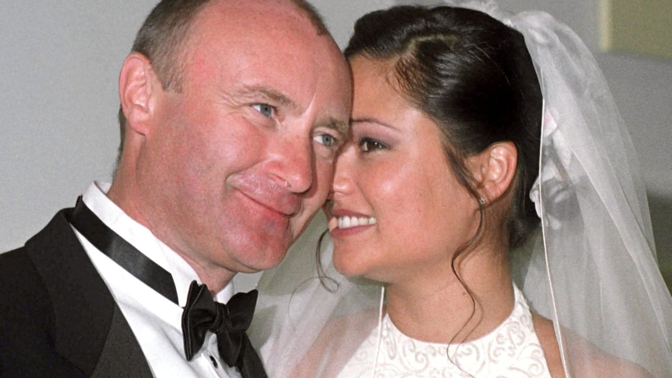Phil Collins und Orianne Cevey bei ihrer Hochzeit im Juli 1999. 2008 ließen sie sich scheiden. Doch nun gibt es ein Liebes-Comeback.