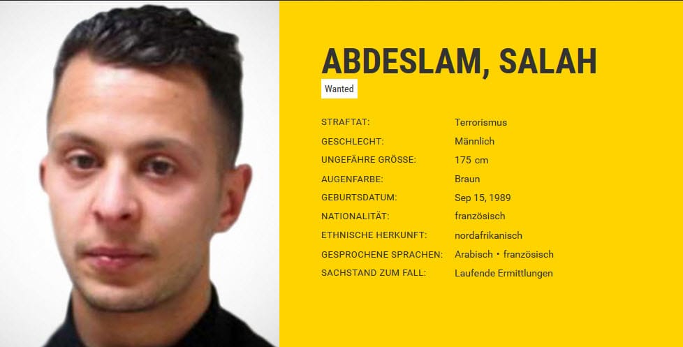 Abdeslam ist verantwortlich für die Terrorangriffe in Paris im November 2015.