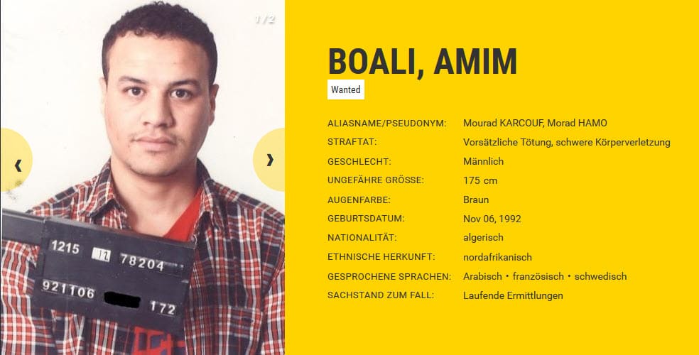 Vorsätzliche Tötung und schwere Körperverletzung sind die Taten, wegen derer Amin Boali gesucht wird. Der Algerier ist erst 23 Jahre alt.