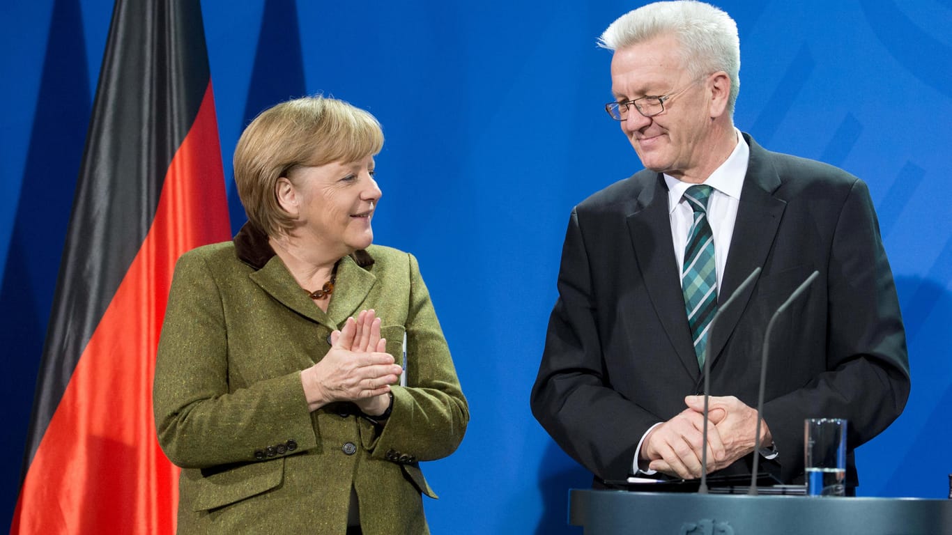 Gar nicht so weit auseinander: Kanzlerin Angela Merkel und der Grünen-Politiker Winfried Kretschmann.