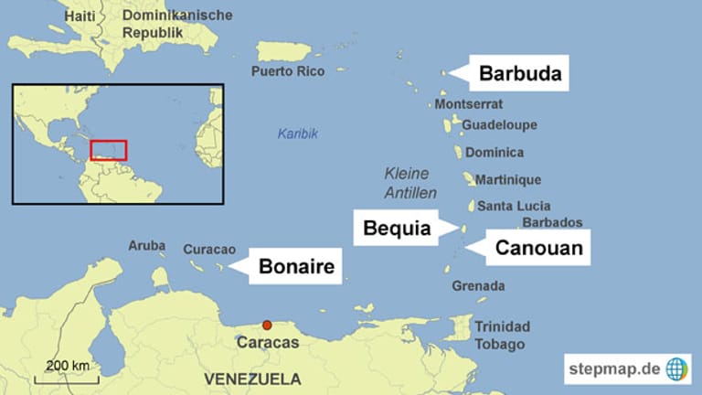Hier liegen die noch weitgehend unbekannten Karibikinseln.