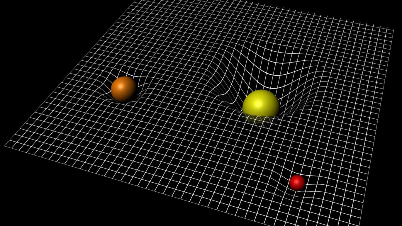 Massive Objekte krümmen im Universum Raum und Zeit.