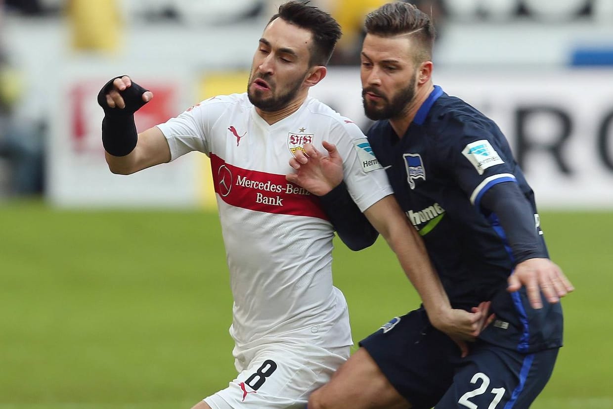 Trafen am vergangenen Spieltag aufeinander: Der VfB Stuttgart (li. Lukas Rupp im Duell mit Marvin Plattenhardt) und Hertha BSC.