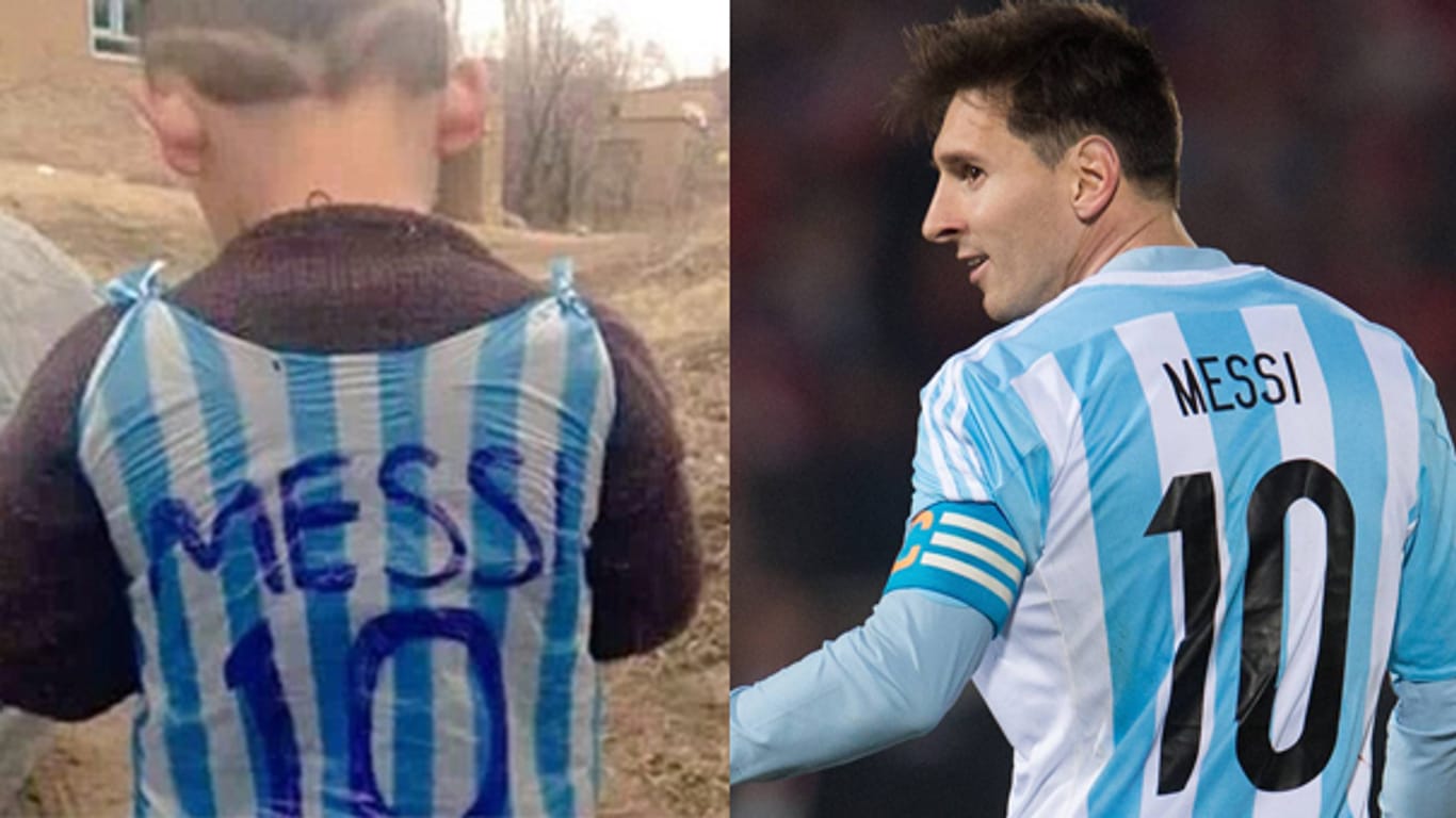 Vorbild Lionel Messi: Der kleine Junge mit dem Plastiktüten-Trikot ging um die Welt.