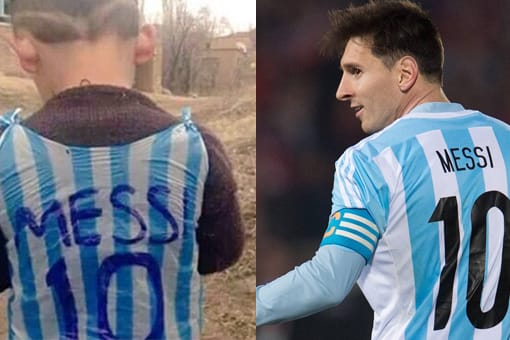 Vorbild Lionel Messi: Der kleine Junge mit dem Plastiktüten-Trikot ging um die Welt.