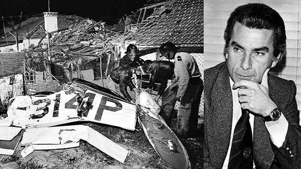 Francisco Carneiro und das Flugzeugwrack, in dem er starb.