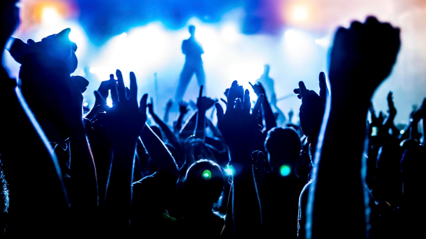 Feiernde Menge bei einem Konzert: Ein Konzert hin und wieder schadet in der Regel nicht – Ohrstöpsel sollte man trotzdem tragen.