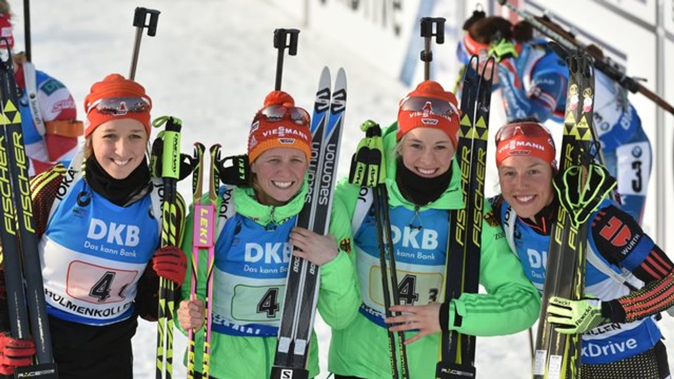 Die deutsche Damen-Staffel landete hinter Norwegen und Frankreich auf Platz drei.