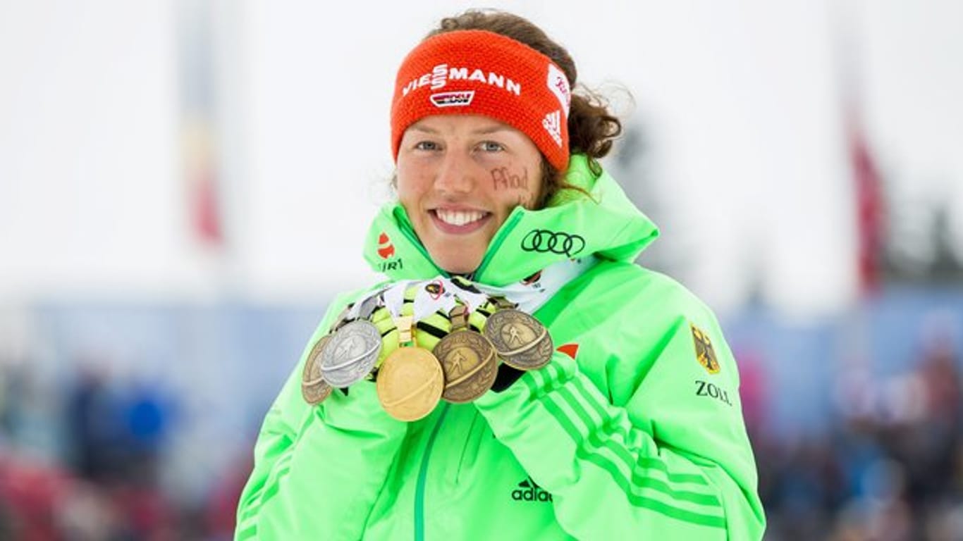 Laura Dahlmeier hat bei der WM in Oslo fünf Medaillen gewonnen.