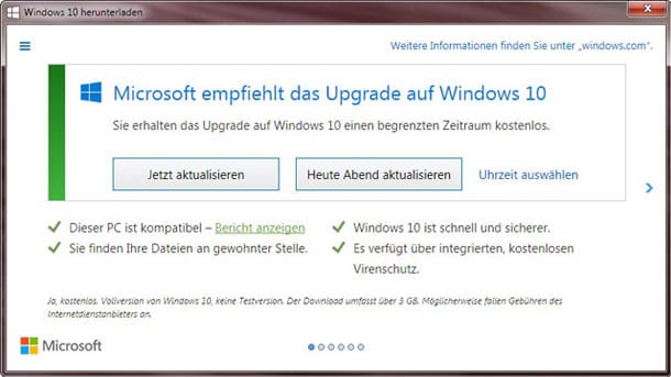 Jetzt, oder später: Das Windows-10-Upgrade lässt Nutzer keine andere Wahl.