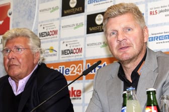 Werden sich in diesem Leben wohl nicht mehr grün: Paderborn-Boss Wilfried Finke (li.) und Ex-Coach Stefan Effenberg.