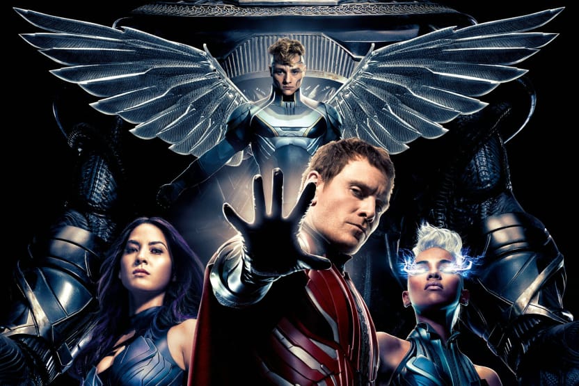 Die "Apokalyptischen Reiter" (i. UZS): Angel (Ben Hardy), Storm (Alexandra Shipp), Magneto (Michael Fassbender) und Psylocke (Olivia Munn).