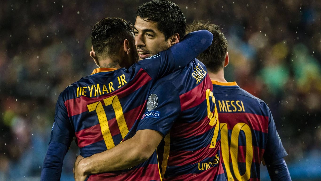 Barcas "Dreizack" Neymar, Luis Suárez und Lionel Messi (v.li.) stehen für den unglaublichen Erfolg der Katalanen.