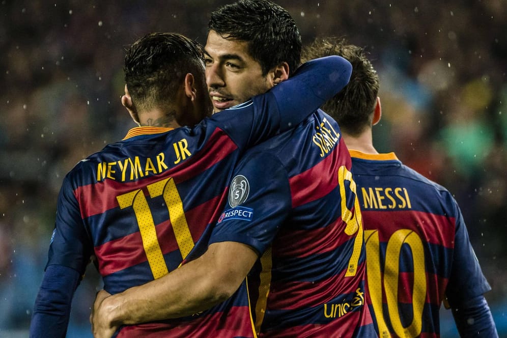 Barcas "Dreizack" Neymar, Luis Suárez und Lionel Messi (v.li.) stehen für den unglaublichen Erfolg der Katalanen.