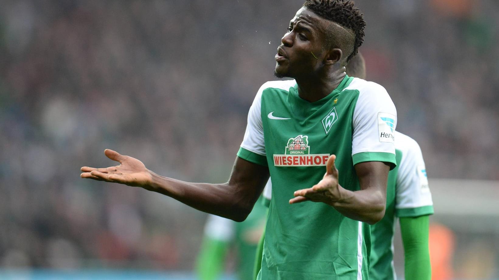 Werders Papy Djilobodji ließ sich gegen Mainz zu einer groben Unsportlichkeit hinreißen. Werders Papy Djilobodji ließ sich gegen Mainz zu einer groben Unsportlichkeit hinreißen.