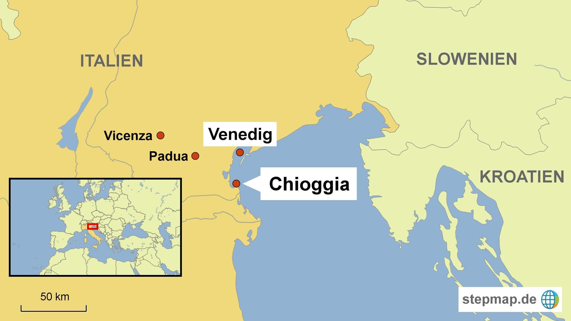 Chioggia liegt in derselben Lagune wie Venedig, allerdings am Südenende.