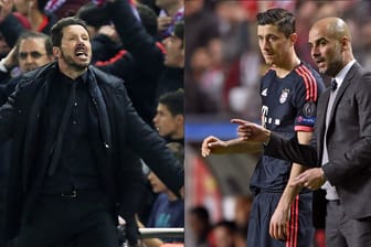 Diego Simeone (li.) und Atletico Madrid empfangen den FC Bayern München.