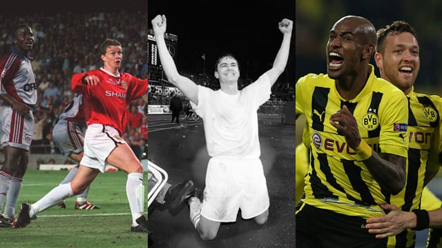 Solskjaer, Rufer, Santana (v.li.): Comebacks, die Fußballgeschichte geschrieben haben. Solskjaer, Rufer, Santana (v.li.): Comebacks, die Fußballgeschichte geschrieben haben.