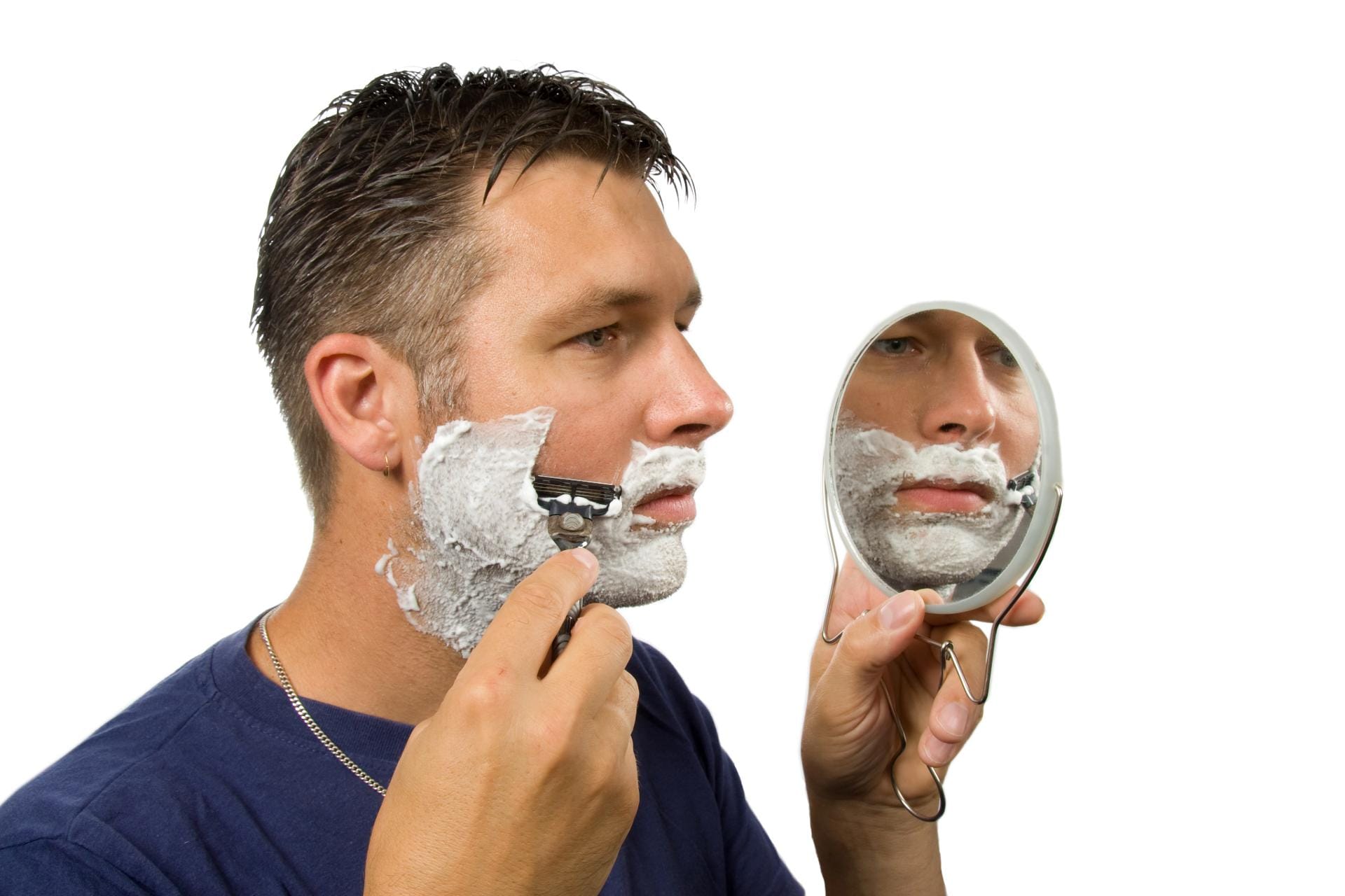 Damit Sie alle Seiten des Gesichtes gut sehen können, ist es besser einen mehrteiligen beweglichen Spiegel, einen sogenannten Alibert, zu benutzen.
