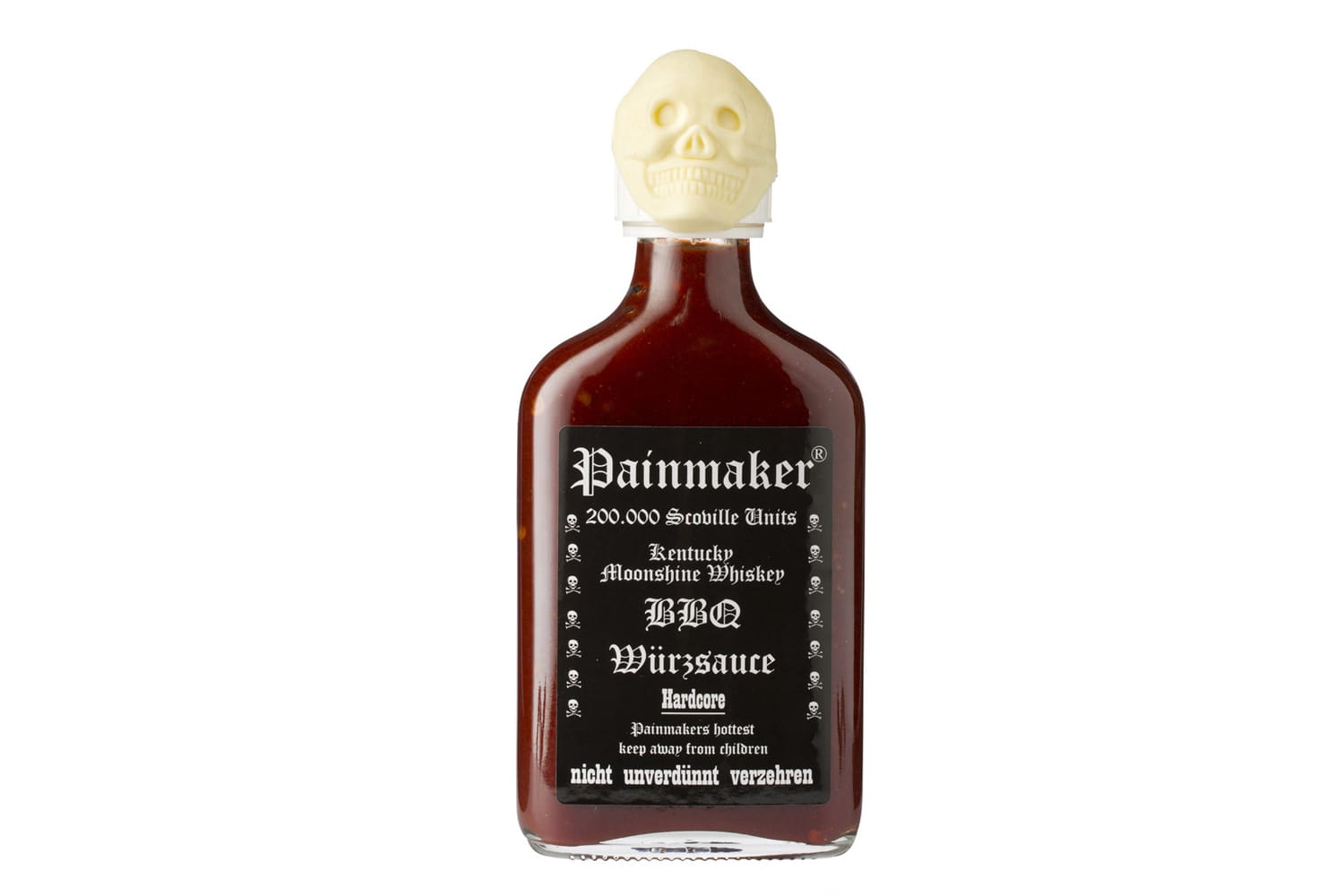 Nicht ohne Grund kommt 200.000 Scoville starke Hardcore BBQ Sauce von Painmaker (100ml um 12 Euro) mit kindersicherem Verschluss und dem Hinweis "nicht unverdünnt verzehren".