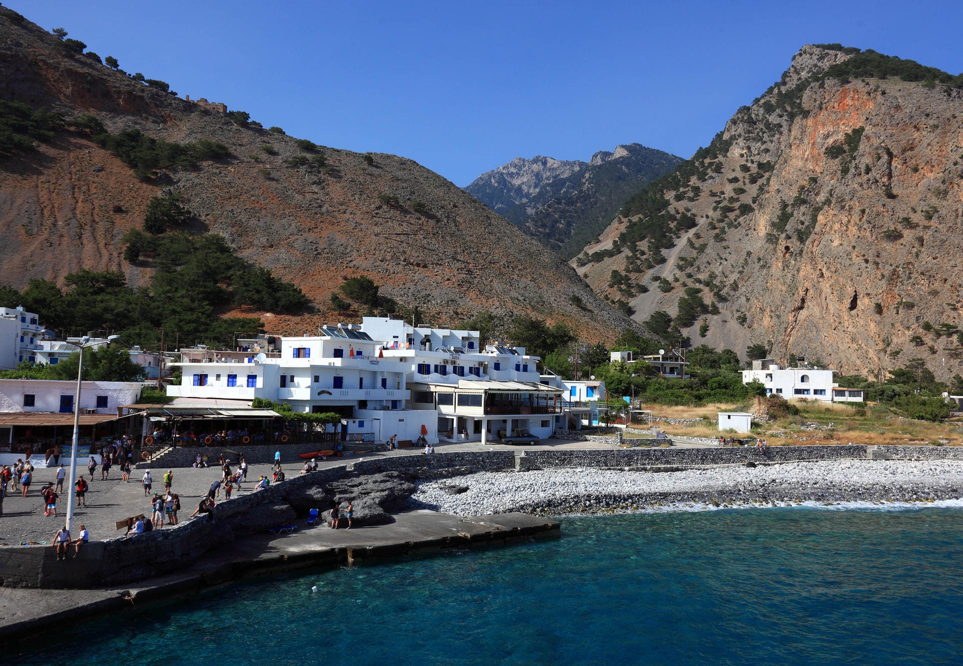 Der Küstenort Agia Roumeli ist der Eingang oder Ausgang zur Samaria Schlucht.