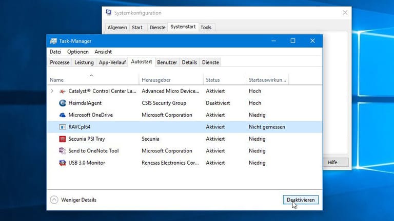 Autostart in Windows 10 entrümpeln