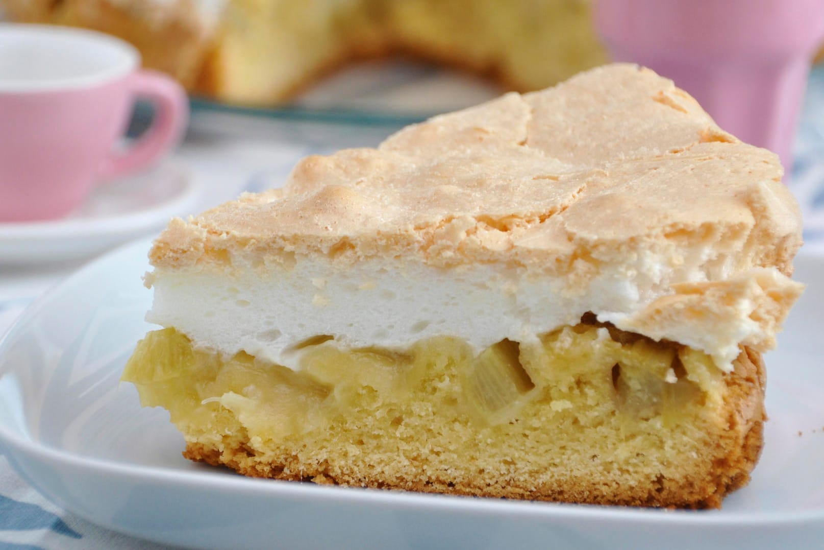 Ob mit Pudding, Streusel oder Baiser - Rhabarberkuchen bringt den Frühling auf den Tisch.