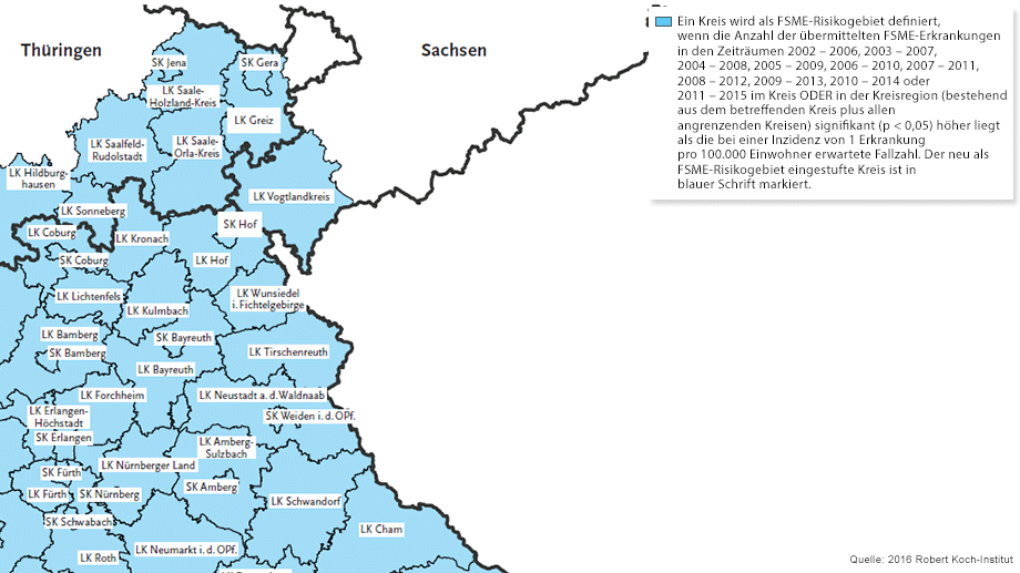 Betroffen sind außerdem der Vogtlandkreis sowie acht Landkreise in Thüringen.