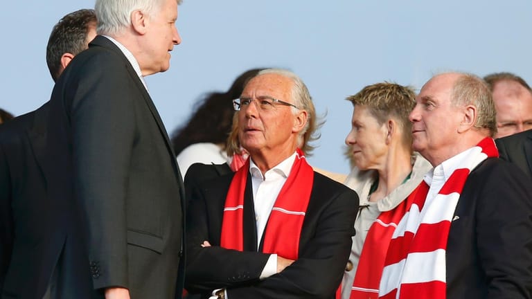 Prominenz ist natürlich auch reichlich im Stadion: Neben Außenminister Frank-Walter Steinmeier besuchen auch Bayerns Ministerpräsident Horst Seehofer, Franz Beckenbauer und Uli Hoeneß (von links) das Endspiel.