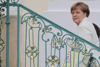 Angela Merkel bei der Kabinettsklausur auf Schloss Meseberg.