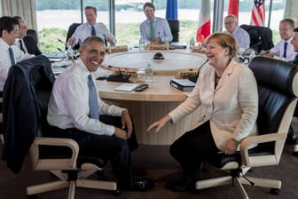 Gute Stimmung zu Beginn der fünften Arbeitssitzung der G7-Vertreter.