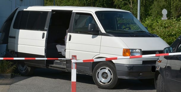 Aufnahme der Polizeiinspektion Diepholz: Zu sehen ist der VW-Transporter, den das RAF-Trio vermutlich beim Überfall auf einen Geldtransporter in Groß Mackenstedt benutzte.